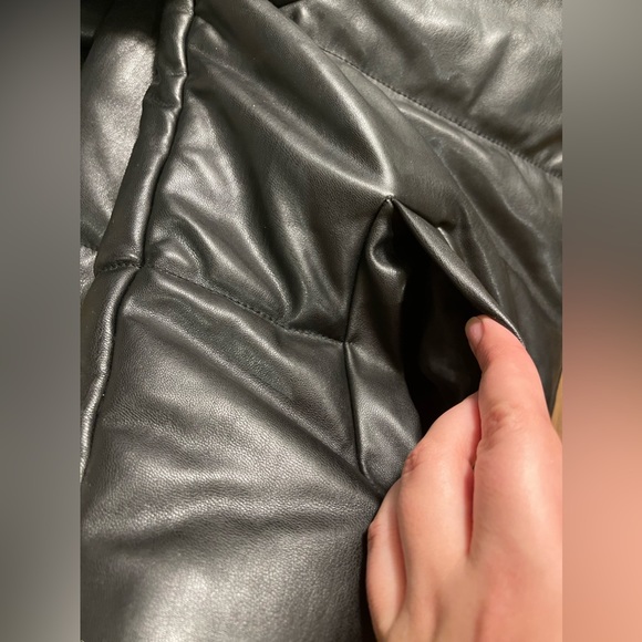 Faux Leather Puffer Jacket - Picture 6 of 11